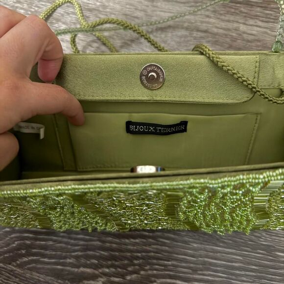 Y2K Bijoux Terner Green Sequin Beaded Clutch Bag - Picture 6 of 8